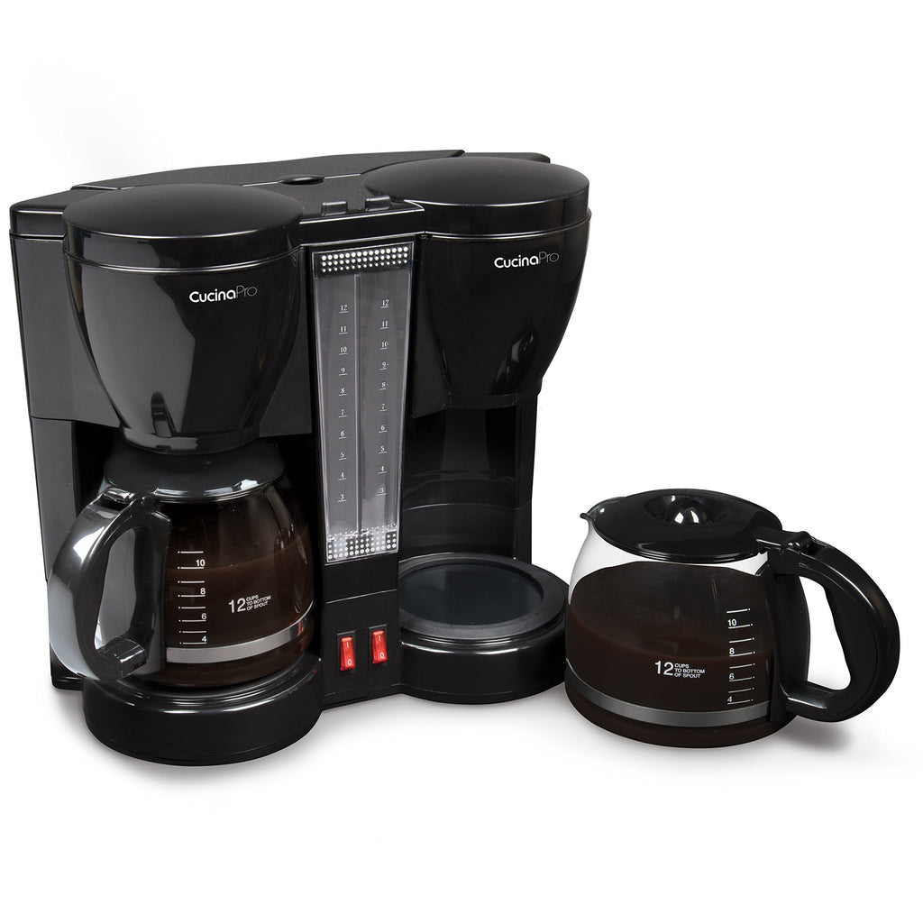 CucinaPro Double Coffee Brewer Station - Dual Coffee Maker Brews two 12-cup Pots, each with Individual Heating Elements