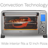 hOmeLabs Digital Countertop Convection Oven - 1500 Watts, Stainless Steel Exterior with Baking Pan Broil Rack Rotisserie Fork and Removable Crumb Tray - 6-Slice LCD Display Compact Toaster Oven