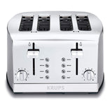 KRUPS KH734D Breakfast Set 4-Slot Toaster with Brushed and Chrome Stainless Steel Housing, 4-Slices with Dual Independent Control Panel, Silver