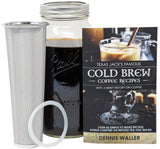 Cold Brew Coffee Maker Starter Kit - Half Gal Mason Jar | Stainless Filter Basket | Ceramic Burr Coffee Grinder | Half Pound Certified Organic Whole Bean Cold Brew Coffee Blend | Recipe & Instruction Book