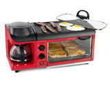 Nostalgia BSET300RETRORED Retro 3-in-1 Family Size Breakfast Station, Red