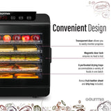 Gourmia GFD1680 Premium Countertop Food Dehydrator 6 Drying Shelves Digital Thermostat Preset Temperature Settings Airflow Circulation Countdown Timer Free Recipe Book Included 110V