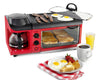 Nostalgia BSET300RETRORED Retro 3-in-1 Family Size Breakfast Station, Red