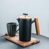 Ceramic French Press Coffee Maker/Coffee Press/Coffee Plunger (24 oz.) |Non-Porous Stoneware | with Coffee Mug (Black)